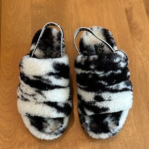 UGG Fluff Yeah Black and White zebra Slippers 5
